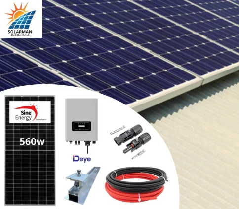 Kit geração 12,88kwp mon. 220v inversor Deye 10kW e placas Sine 560w para estrutura fibromadeira/fibrocimento
